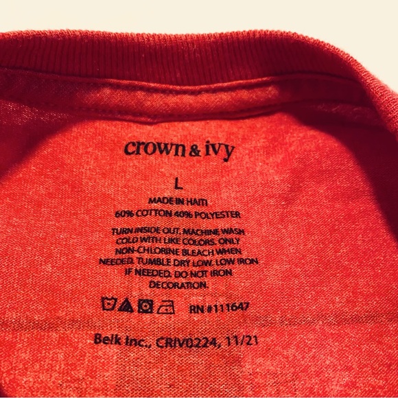 NEW! CROWN & IVY OUTER BANKS NC BEACH LIGHTHOUSE SUNSET RED LONG SLEEVE TEE SZ L - Picture 5 of 8